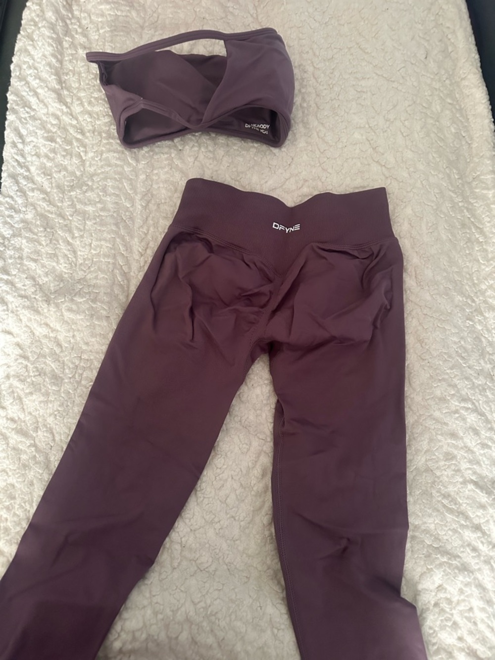 DFYNE Impact Bandeau, Bike Shorts, & Leggings Set in Small, Shade: Grape - Picture 11 of 15